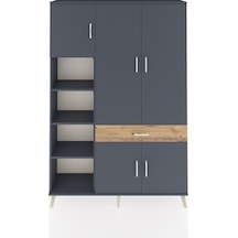 Arges Dolap 8 Raflı Tek Çekmeceli 5 Kapaklı 132x30x195 Antrasit-antrasit/çam Antrasıt/atlas Çam