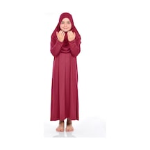 İhvan Çocuk Pratik Namaz Elbisesi 9-11 Yaş Kırmızı Renk Kırmızı