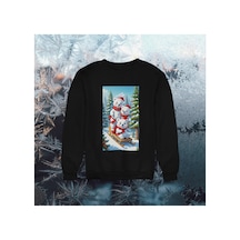 Stil X Yeni Yıl Baskılı Kız Çocuk Sweatshırt, Chrıstmas Temalı Siyah-5