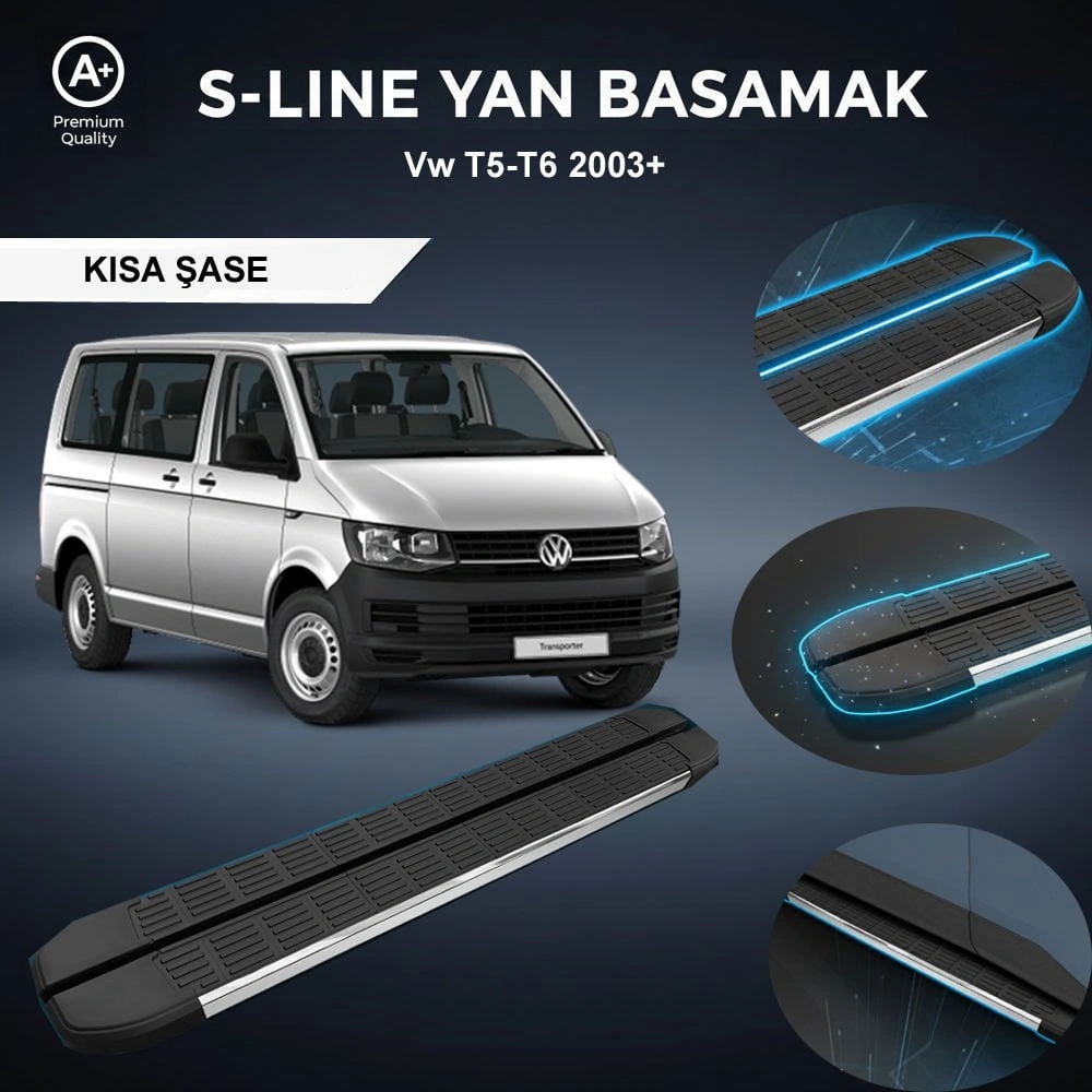 Vw T5/t6 Kısa S-line Premium Krom Yan Basamak 2003 Sonrası
