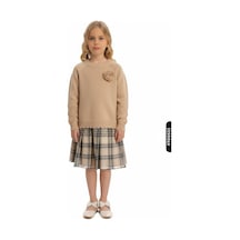 Xo Kids Kız Çocuk Elbise 3-12 Yaş 4065 Bej