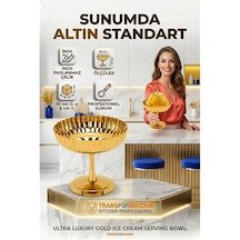 Zenvac 2'li Profesyonel İnox Gold Paslanmaz Çelik Ayaklı Dondurma Ve Tatlı Sunum Kasesi Seti 723150 Zenvac29 Renkli