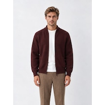 Xint Bordo Regular Fit Dik Yaka Yünlü Hırka 801733