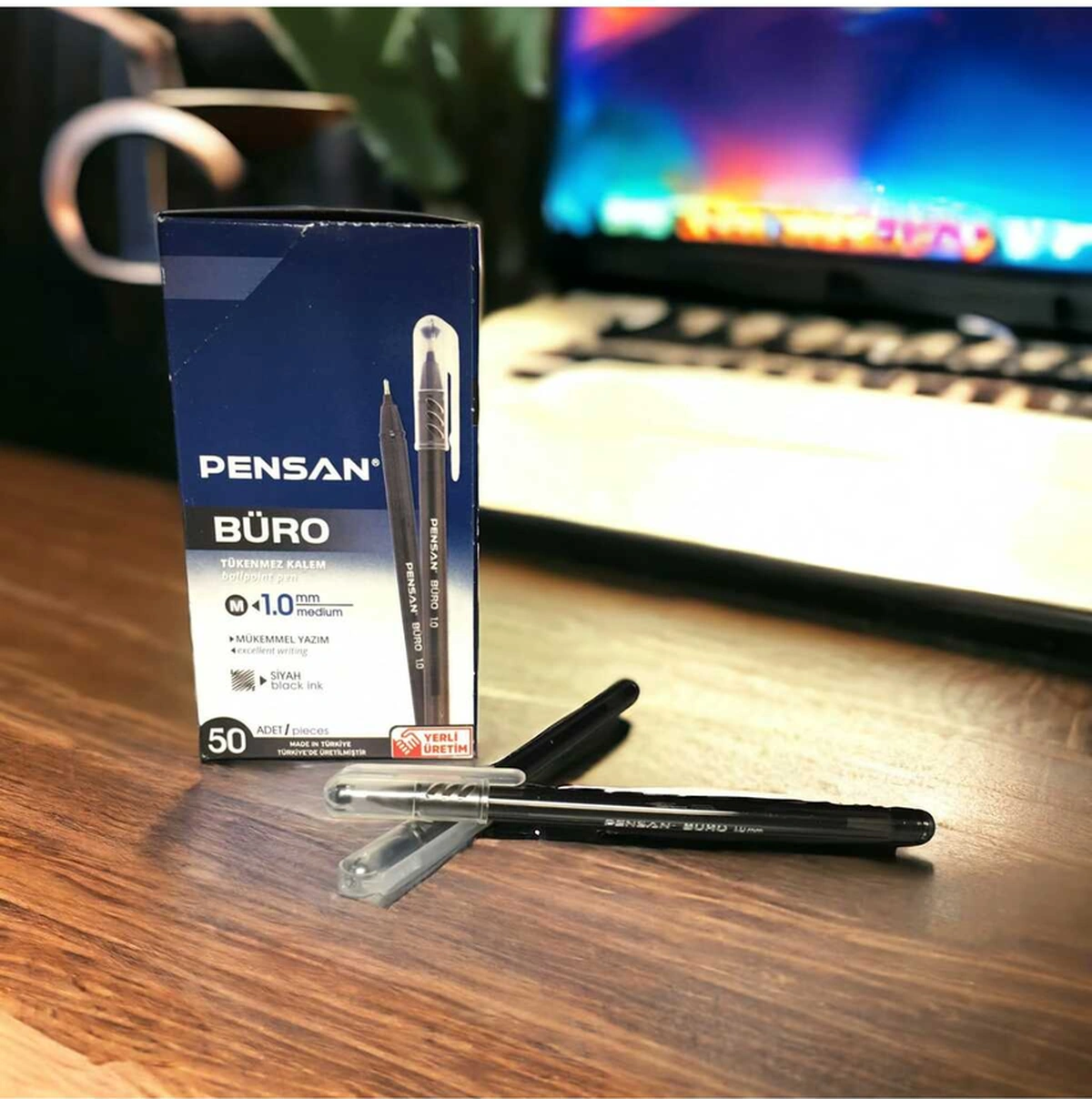 Büro Tükenmez Kalem 1.0mm Medium 50'li Paket Siyah