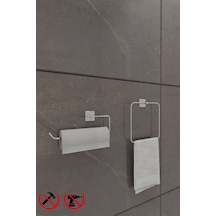 Alper Banyo Scilla Kare Krom Yapışkanlı 2'li Set - Kare Havluluk Solo Havluluk Krom