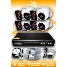 Elitcam 8 Kameralı Kare 4 İç Kamera Set 100 GB HDD Full HD Gece Görüşlü Güvenlik Kamerası Sistemi