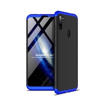 Kilifone - Galaxy A11 Uyumlu Kılıf Parmak İzi Tutmayan Alt Üst Geçmeli 3 Parça Ays Kapak - Siyah-mavi - T14156