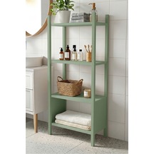 Yurudesign Blom Banyo Rafı Düzenleyici Banyo Dolabı Kitaplık 4 Raf Ahşap İskelet 102cm Ihlamur Yeşili Bl2-y