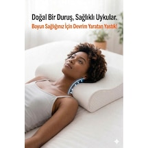 Lüks Ortopedik Boyun Destekli Yastık - Visko Ve Uyku Destek Yastığı Beyaz