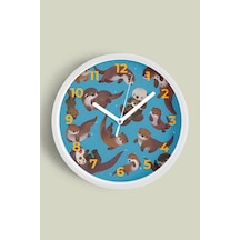 Sevimli Ayı Temalı Çocuk Odası Modern Duvar Saati - 30cm - Önü Camlı Beyaz Kasa - Sessiz Mekanizma-jh0142 Beyaz