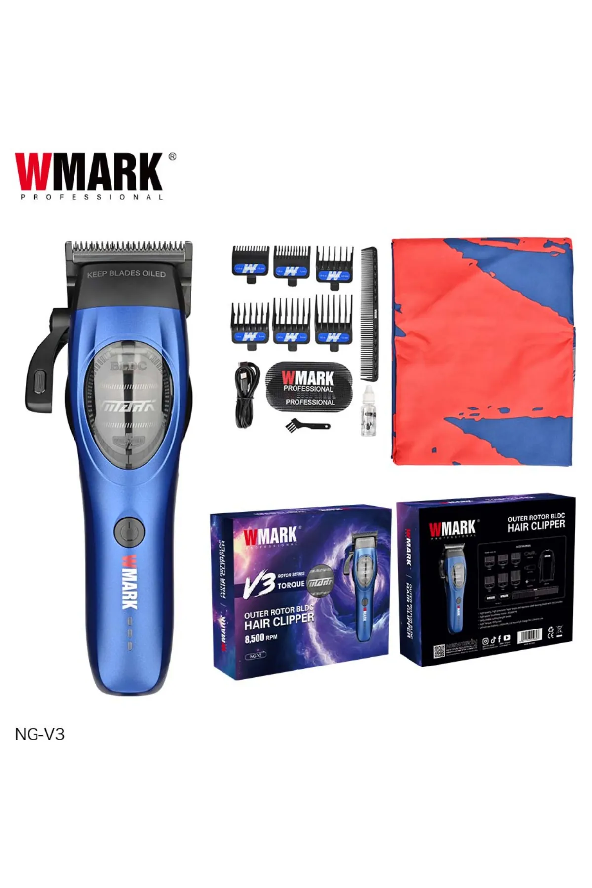 Ng-v3 Profesyonel Saç Kesme Makinesi 8500 Rpm Bldc Motor, Dlc Bıçak, 120 Dk Kablosuz Kullanım 2,5 Saat