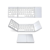 Kablosuz Bt Klavye - Katlanır, Dokunmatik Yüzeyli, Taşınabilir Ultra İnce - Windows/android/ iOS Uyumlu - Gümüş