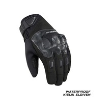 Ebakbak Motosiklet Kışlık Eldiven Waterproof Oxford Ve Deri Kumaş Premium Motor Korumalı Eldiveni Black
