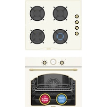 Simfer 9 Fonksiyon Retro Bej 2'li Ankastre Set (8218 Fırın + 3326 Ocak)