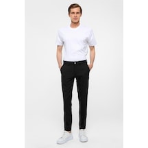 Süvari Siyah Slim Fit Desenli Kumaş Pantolon-38294 Siyah