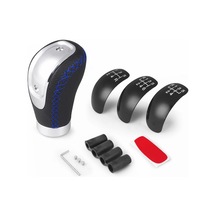 Mavi 5/6 Hız Evrensel R Pu Deri Vites Topuzu Manuel Araba Vites Sopa Kafa Vites Değiştirme Topuzu Modifiye Vites Kafası