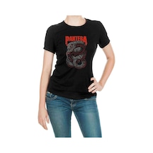 Pantera Snake Baskılı Siyah Kadın Tshirt