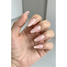 24 Adet Kedi Gözü Uzun Oval Nude Takma Tırnak Seti Kısa Tırnak My196 Uzun Nude