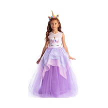 Tameris Kostüm Unicorn Elbise Lila Organze Katlı