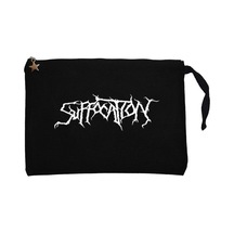 Suffocation Logo Siyah Clutch Astarlı Cüzdan / El Çantası