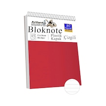 Telli Masaüstü Not Defteri Çizgili A5 Orta Boy 1 Adet Masa Üstü Plastik Kapaklı Spiralli Bloknot Blocknote 80 Yaprak Kırmızı
