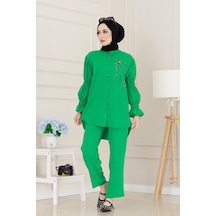 Önü Taşlı Kolu Lastikli İkili Takım-yeşil-5101 Yeşil Önü Taşlı Kolu Lastikli İkili Takım-yeşil-5101 Yeşil