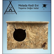 Melada Kedi Evi Dış Ortam Uygun Ahşap Kedi Evi Osb 60x45x40 Cm