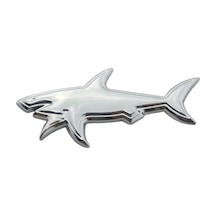 Oto Arma Metal 3D Köpekbalığı Shark Arması Araba Dekorasyon Aksesuarı Krom 8cm GLZ00601152