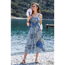 Yırtmaçlı Askılı Bohem Elbise 001