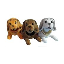 3 Lü Set - Torpido Üstü Kafa Sallayan Köpek 17x9x7 cm . Beyaz, Kahverengi ve Turuncu
