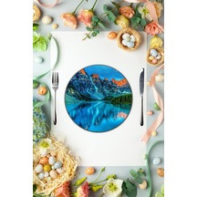 Çap 27 Göl Senfonisi Desenli Cam Sunumluk Amerikan Servis Supla