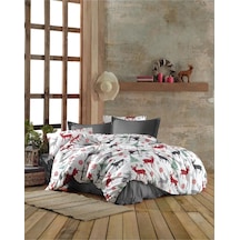 Mertim Geyik Desenli Yılbaşı Nevresim Takımı 160 x 200 Kırmızı