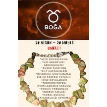 Gümüştel El Sanatları Sertifikalı Burç Taşı Boğa Burcu Unakit Taşı Bileklik Çok Renkli