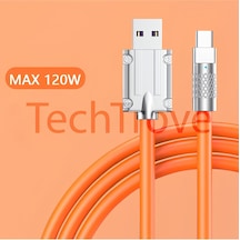 120w Usb To Type-c Yassı Kırılmaz Ezilmez 100cm Şarj Kablosu