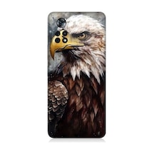 Xiaomi Poco X4 Pro 5g Uyumlu Asil Beyaz Başlı Siyah Kartal Desenli Silikon Kılıf
