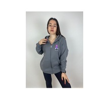 Altamira Unisex Gri Karikatür Baskılı Mevsimlik Oversize Kapüşonlu Hırka 001
