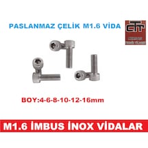 M1.6 Imbus Minik Mikro Vida Inox Adet ve Boy Seçenekli 24 Adet-8 MM