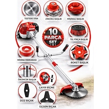 Dragro German Drg-10 + Yan Tipi Benzinli Ot Çalı Çim Biçme Tırpanı + Full Set Hediyeli K