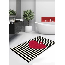 Kalp, 70X120 Cm Kaymaz, Dökülmez, Pamuk Dokuma Taban Banyo Halısı Çok Renkli