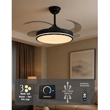 German Black Kuhle Tavan Vantilatörü 3 Renk Led Gizli Pervaneli Kumandalı Dimmer Ayarlı Bl Sistem Isınmaz Motor