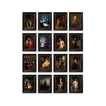 Rembrandt Tabloları 16'lı Sticker Seti Laptop Defter Ajanda Etiket Çok Renkli