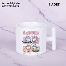 Labubu Kaliteli Porselen İsim Yazılabilir Premium Hediyelik T Baskılı Kupa Bardak Doğum Günühediyesi Beyaz