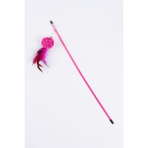 Pembe Toplu Tüylü Kedi Oyun Oltası 46 CM