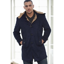 Plt8399 Dewberry Süet Görünümlü Erkek Palto-lacivert-2 Lacivert-2