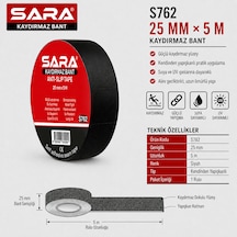 Sara S762 Kaydırmaz Bant 25 Mm X 5 M, Siyah, Kendinden Yapışkanlı
