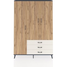 Arges Dolap 6 Raflı 3 Çekmeceli Tek Askılı 132x30x195 Antrasi... Antrasit
