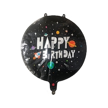 Folyoo Balon Happy Birthday Astranot Siyah 18" Dü 12.5