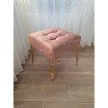 Modern Dilim Puf Ayakucu Puf Gold Metal Ayak 45 45 Vizon
