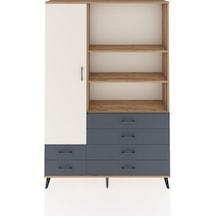 Arges Dolap 7 Raflı 6 Çekmeceli Tek Kapaklı 132x30x195 Çam-aytaşı/antrasit Aytası/antrasıt
