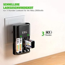 Ebl Nı-mh Aa/aaa Ve 9v Piller İçin Hızlı Şarj Cihazı - 4 Yönlü Led Ekranlı Şarj Cihazı 6802